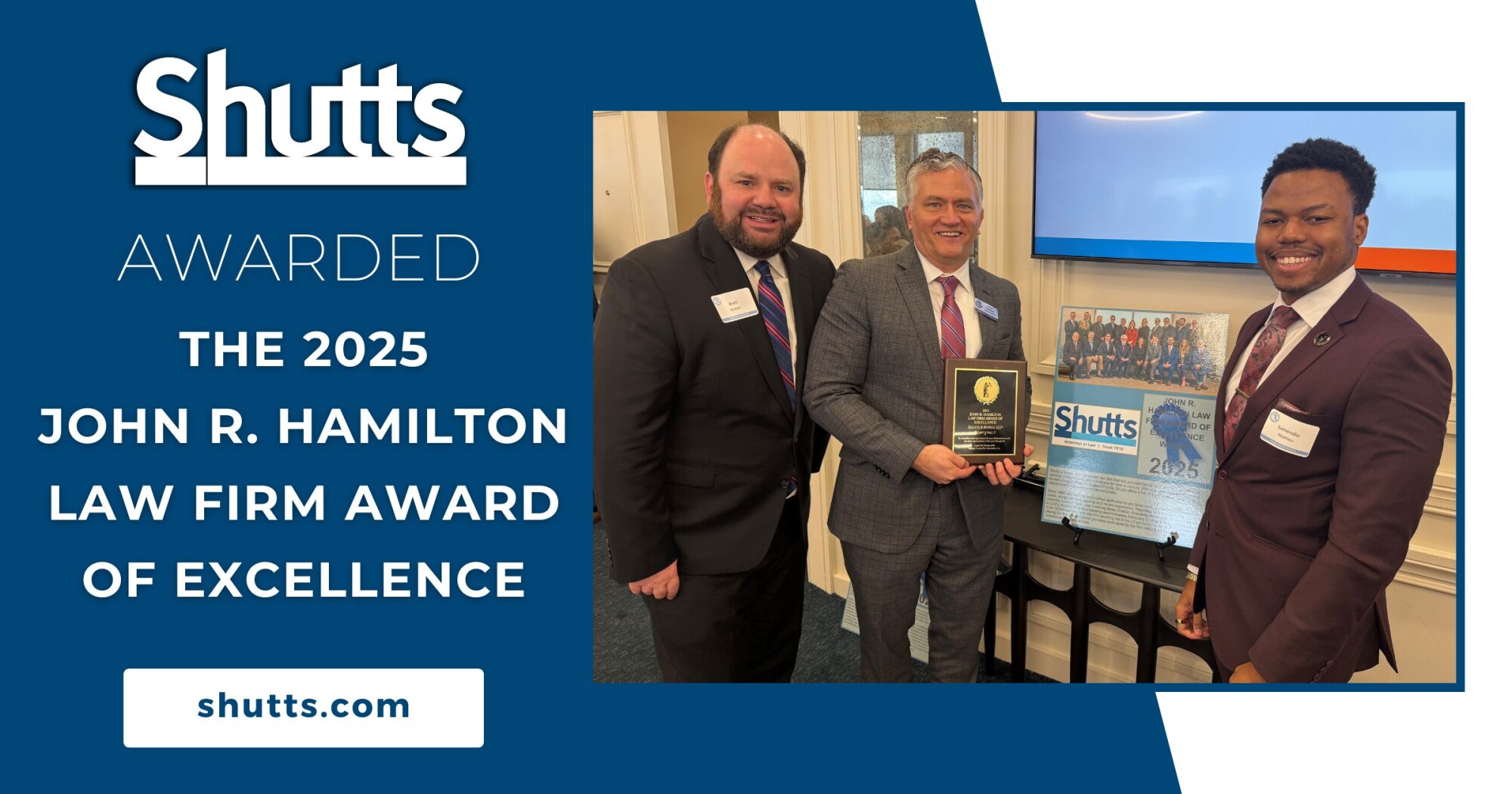 Shutts & Bowen Awarded the 2025 John R. Hamilton Law Firm Award of Excellence Shutts & Bowen Awarded the 2025 John R. Hamilton Law Firm Award of Excellence