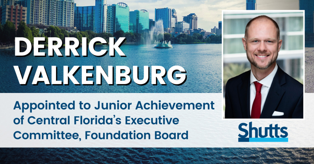  Derrick Valkenburg Appointed to Junior Achievement of Central Florida&rsquo;s Executive Committee, Foundation Board