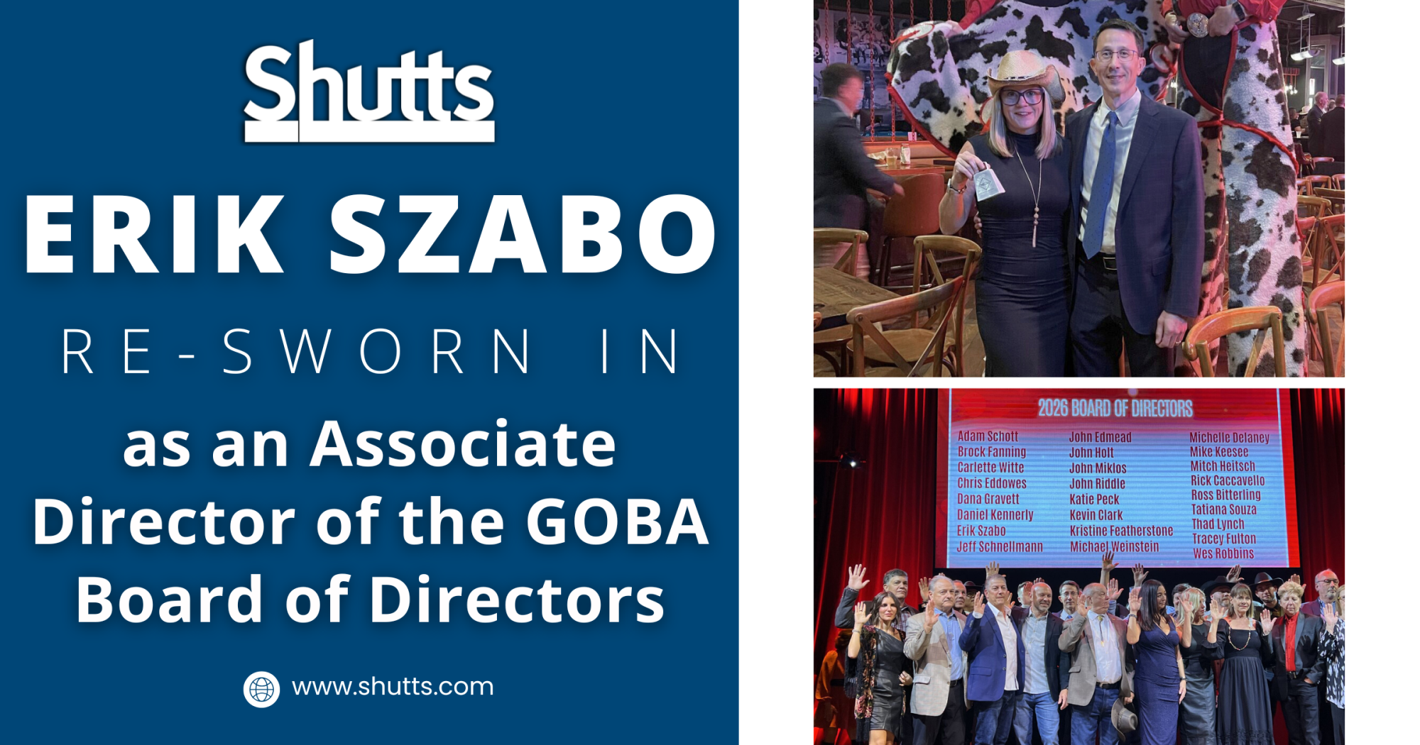 Erik Szabo Re-Sworn in as an Associate Director of the GOBA Board of Directors Erik Szabo Re-Sworn in as an Associate Director of the GOBA Board of Directors