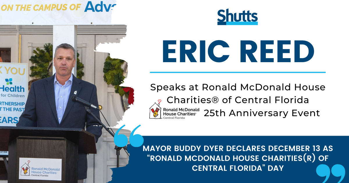 Eric Reed Speaks at Ronald McDonald House Charities® of Central Florida 25th Anniversary Event Eric Reed Speaks at Ronald McDonald House Charities® of Central Florida 25th Anniversary Event