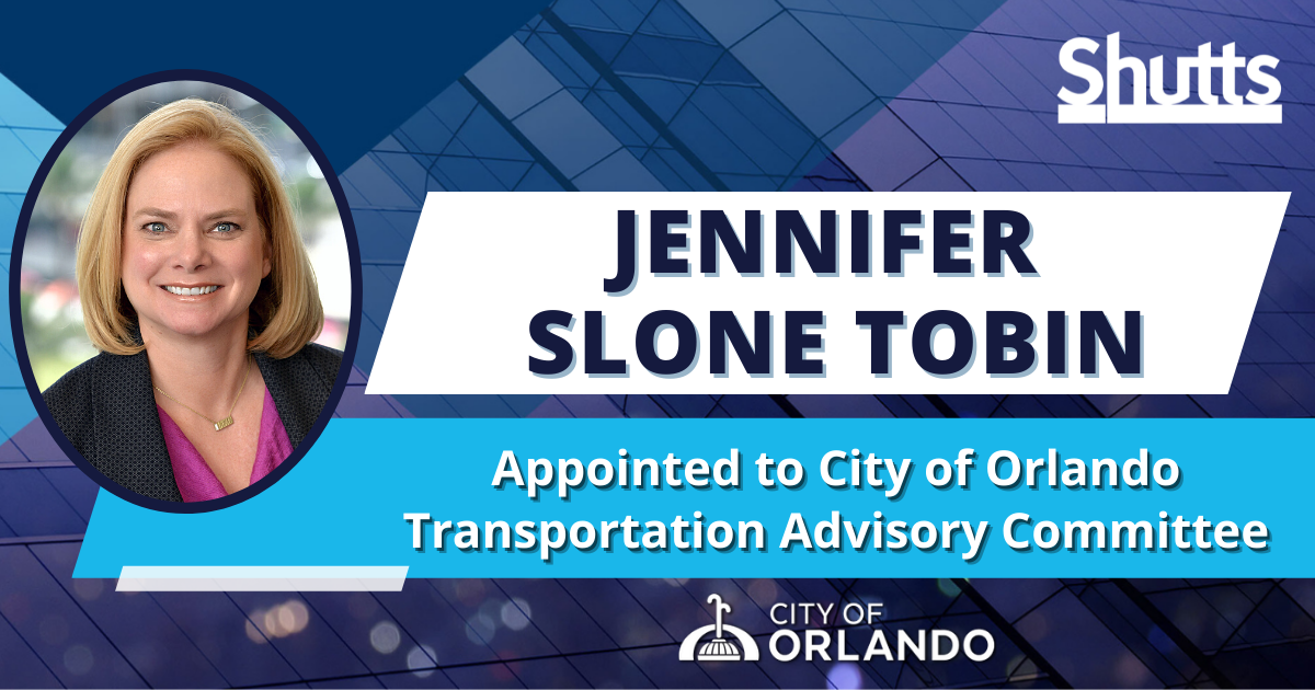Jennifer Slone Tobin Appointed to City of Orlando Transportation Advisory Committee Jennifer Slone Tobin Appointed to City of Orlando Transportation Advisory Committee