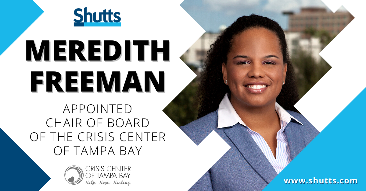 Meredith Freeman Appointed Chair of Board of the Crisis Center of Tampa Bay Meredith Freeman Appointed Chair of Board of the Crisis Center of Tampa Bay