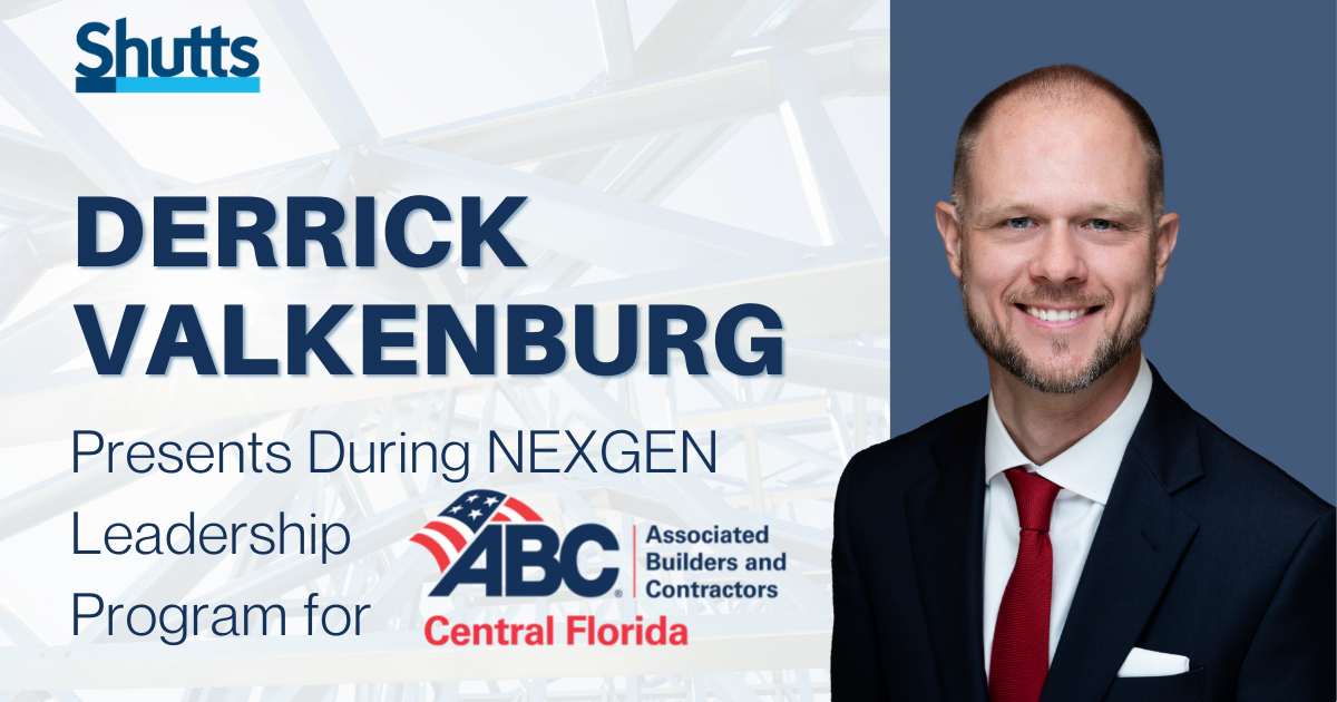 Derrick Valkenburg Presents at NEXGEN Leadership Program for Associated Builders and Contractors Derrick Valkenburg Presents at NEXGEN Leadership Program for Associated Builders and Contractors