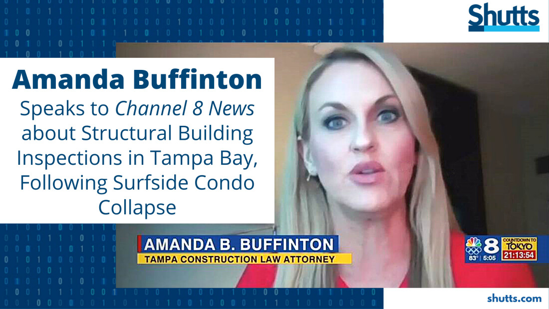 Amanda Buffinton Speaks to Channel 8 News about Structural Building Inspections in Tampa Bay, Following Surfside Condo Collapse Amanda Buffinton Speaks to Channel 8 News about Structural Building Inspections in Tampa Bay, Following Surfside Condo Collapse