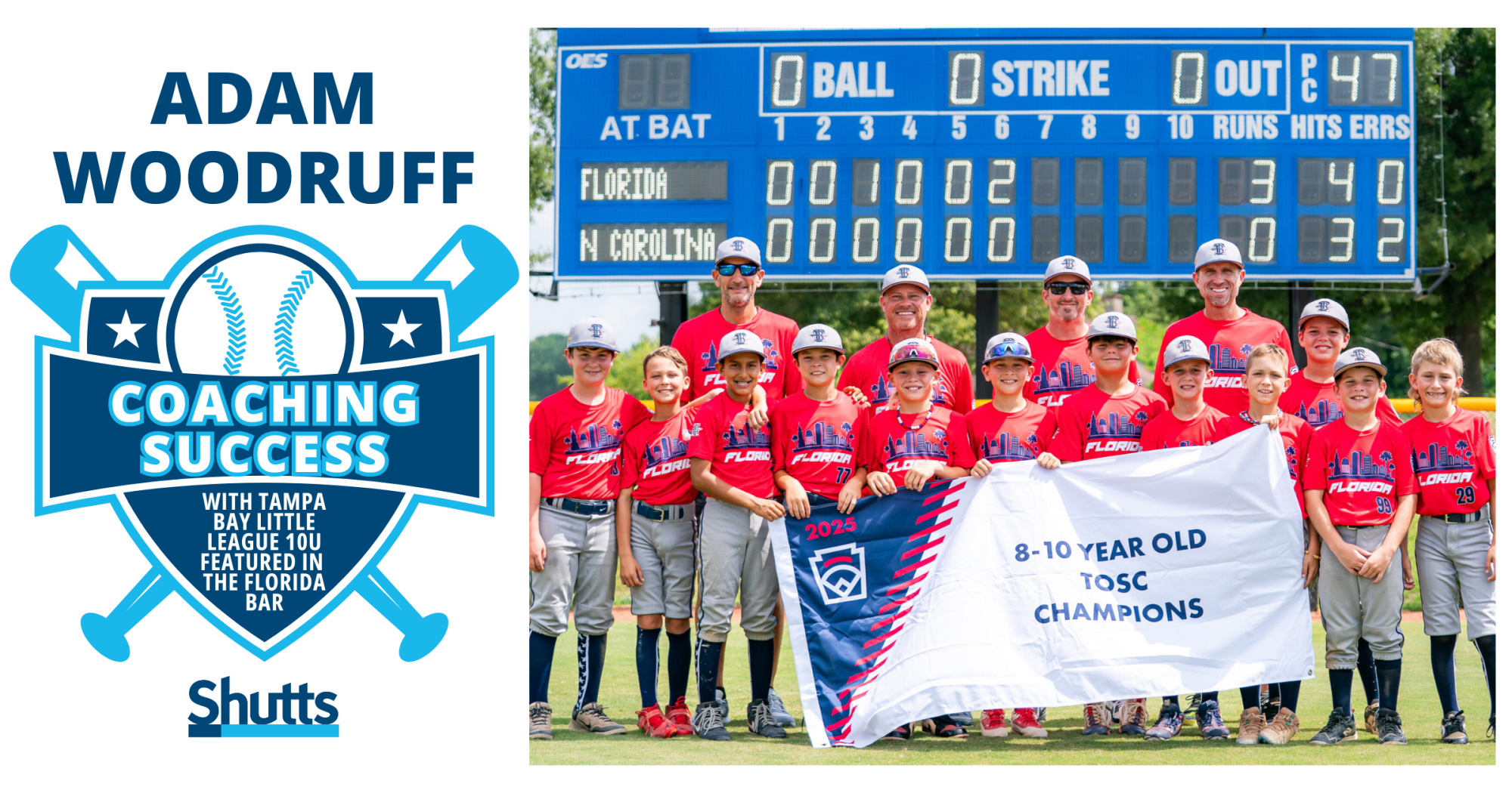 Adam Woodruff Coaching Success with Tampa Bay Little League 10U Featured in The Florida Bar Adam Woodruff Coaching Success with Tampa Bay Little League 10U Featured in The Florida Bar